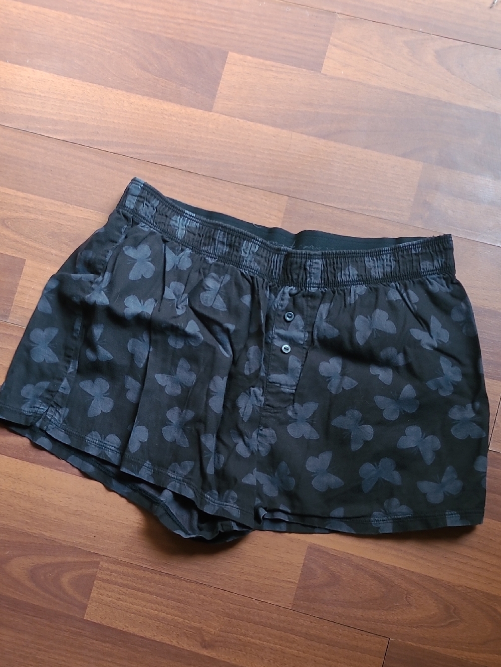 PINK Victoria's Secret Black Butterfly-Print Boxer Style Shorts